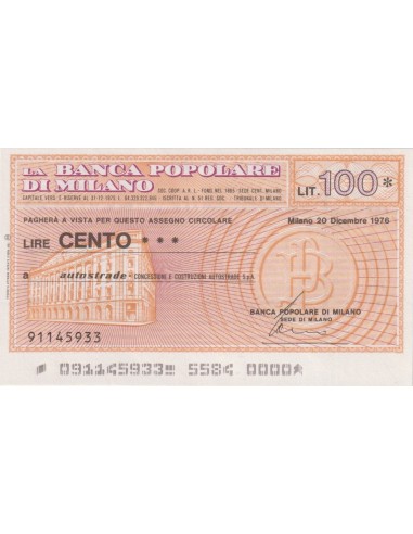 100 lire Autostrade - Concessioni Costruzioni Autostrade S.p.A. - 20.12.1976 - (BPM11) FDS