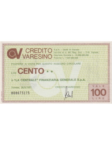 100 lire La Centrale Finanziaria Generale S.p.A. - 28.06.1977 - (CRVA11) FDS