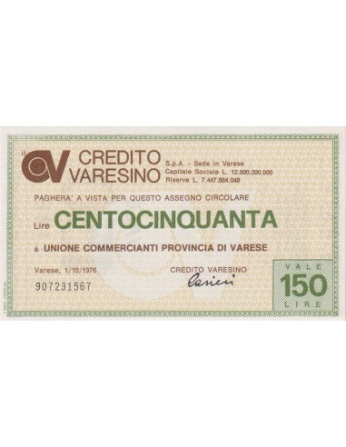 150 lire Unione Commercianti Provincia di Varese - 01.10.1976 - (CRVA18) FDS