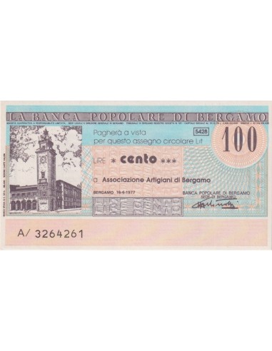 100 lire Associazione Artigiani di Bergamo - 16.06.1977 - (BPB6) FDS