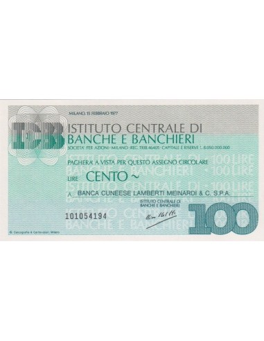 100 lire Banca Cuneese Lamberti Meinardi & C. S.p.A. - 15.02.1977 - (ICBB2) FDS