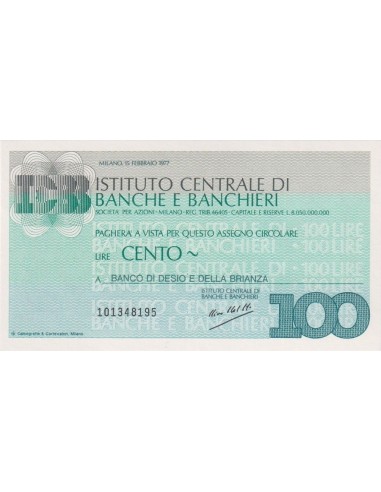 100 lire Banco di Desio e della Brianza - 15.02.1977 - (ICBB4) FDS