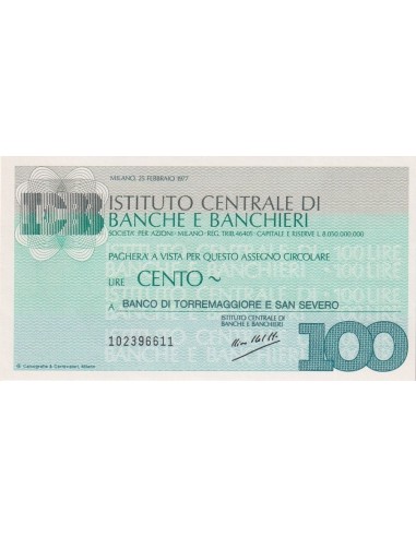 100 lire Banco di Torremaggiore e San Severo - 25.02.1977 - (ICBB10) FDS