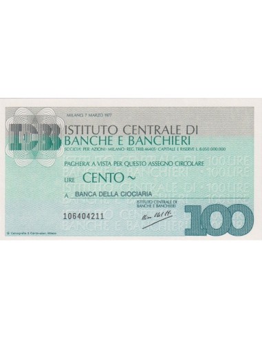 100 lire Banca della Ciociaria - 07.03.1977 - (ICBB12) FDS