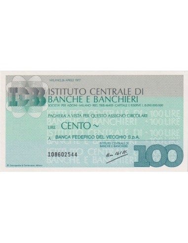 100 lire Banca Federico Del Vecchio S.p.A. - 26.04.1977 - (ICBB25) FDS