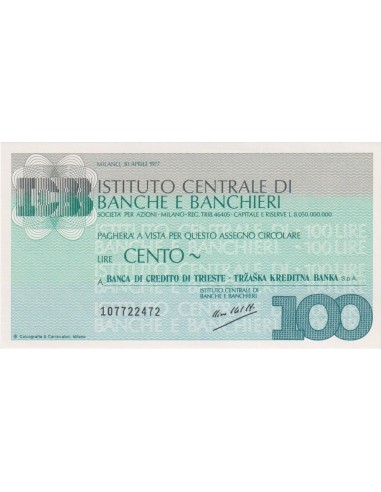 100 lire Banca di Credito di Trieste S.p.A. - 30.04.1977 - (ICBB26) FDS