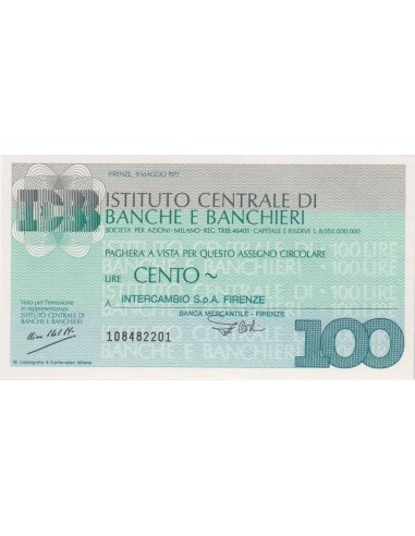 100 lire Intercambio S.p.A. Firenze - 09.05.1977 - (ICBB30) FDS