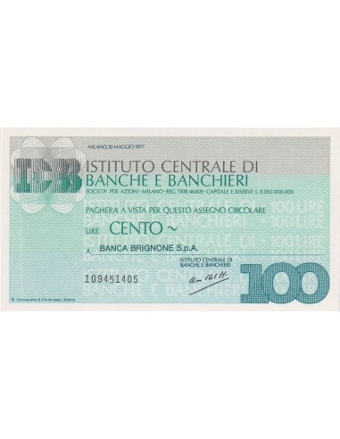 100 lire Banca Brignone S.p.A. - 10.05.1977 - (ICBB31) FDS