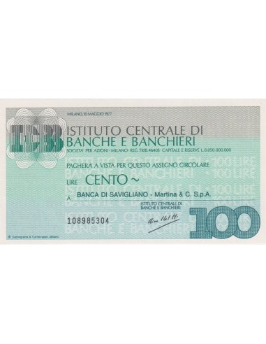 100 lire Banca di Savigliano - Martina & C. S.p.A. - 10.05.1977 - (ICBB34) FDS