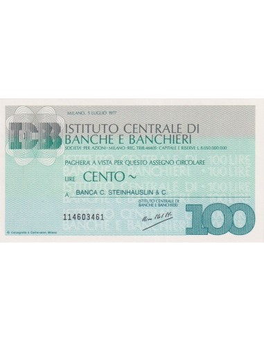 100 lire Banca C. Steinhauslin & C. - 05.07.1977 - (ICBB61) FDS