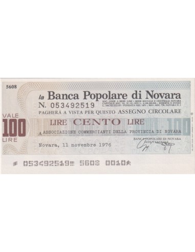 100 lire Associazione Commercianti della Provincia di Novara - 11.11.1976 - (BPN5) FDS