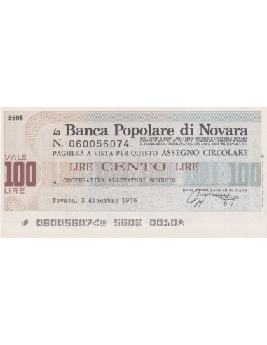 100 lire Cooperativa Allevatori Sondrio - 03.12.1976 - (BPN13) FDS