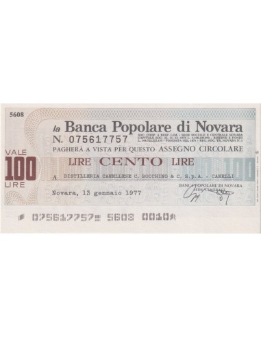 100 lire Distilleria Canellese C. Bocchino & C. S.p.A. - Canelli - 13.01.1977 - (BPN15) FDS