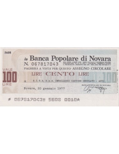 100 lire S.I.S.A. S.p.A. Imballaggi Cartone Ondulato - Asti - 20.01.1977 - (BPN24) FDS