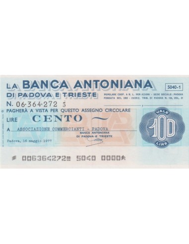 100 lire Associazione Commercianti - Padova - 16.05.1977 - (BAPT9) FDS