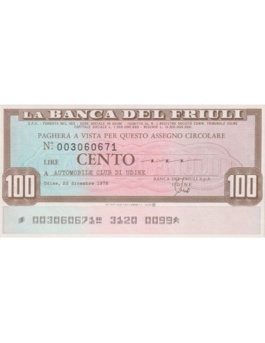 100 lire Automobile Club di Udine - 22.12.1976 - (BDF3) FDS