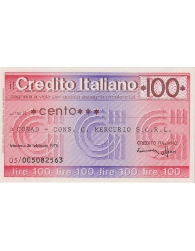 100 lire CONAD - Cons. C. Mercurio S.c.r.l. - 26.02.1976 - (CRIT2) FDS