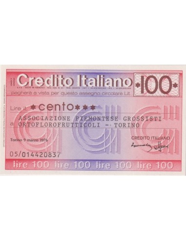 100 lire Ass. Piemontese grossisti Ortoflorofrutticoli - To - 09.03.1976 - (CRIT9) FDS