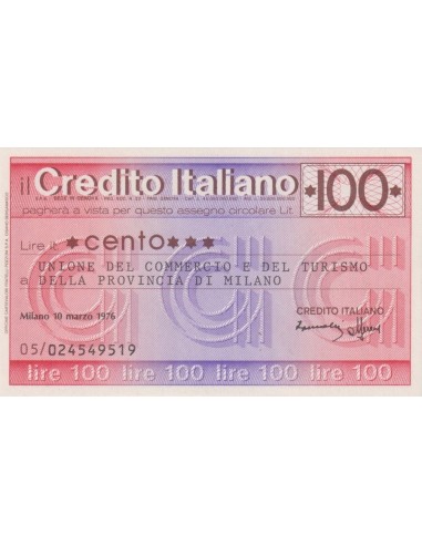 100 lire Unione Commercio e Turismo della Prov. di Milano - 10.03.1976 - (CRIT11) FDS